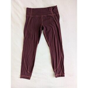 Athleta Women Size Large Maroon Salutation 7/8 Tight Leggings 591375 Yoga Gym
